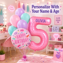 Slumber Party PERSONALIZED Name & Age Balloon Bouquet